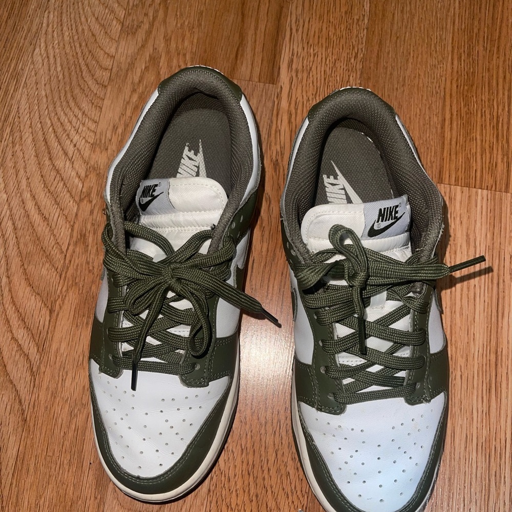 Nike Olive and White Low-Top Sneakers